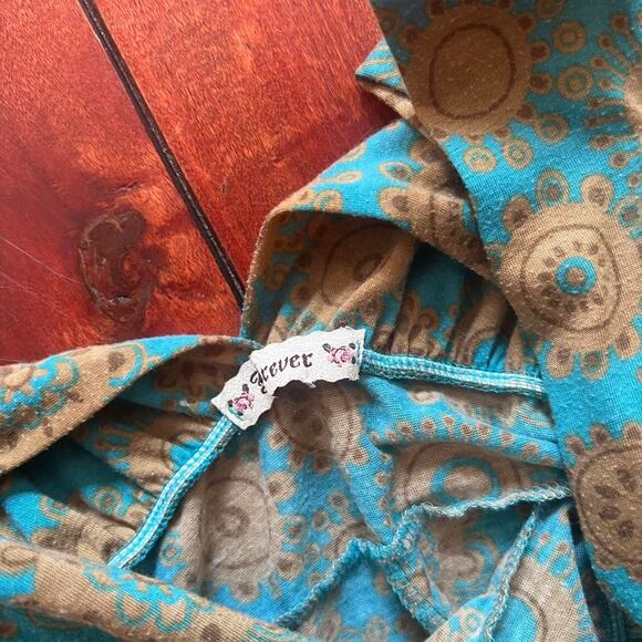 2000s F21 Teal Whimsical Print dress - Picture 7 of 7